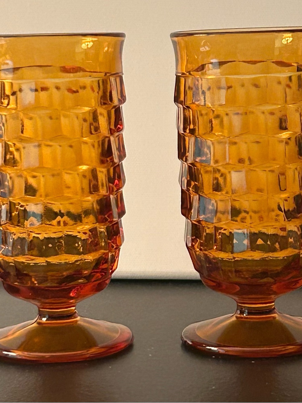 Indiana Glass Amber Textured Small Glass Tumblers- Set of 2